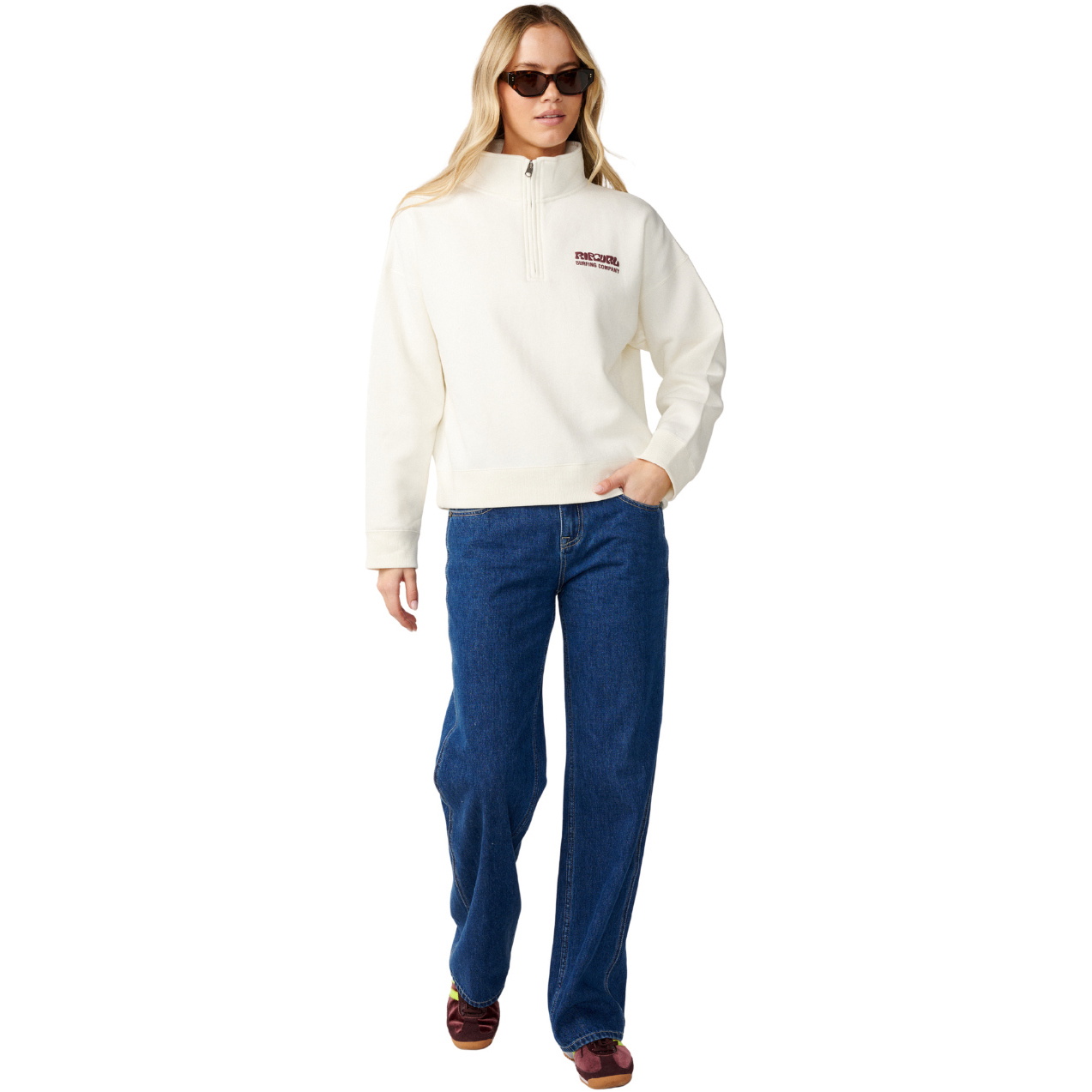 2026 Rip Curl Womens Surf Puff 1/4 Zip Fleece 07WWFL - Bone